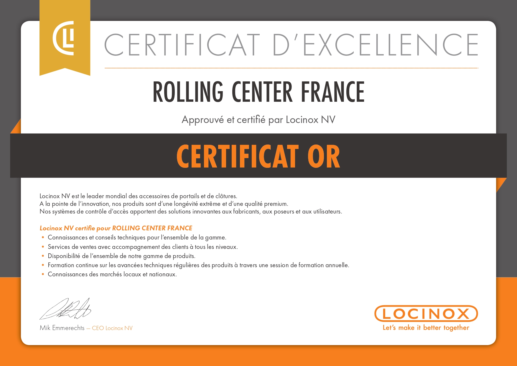 Actualités de la société Rolling Center France Rolling Center France